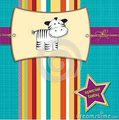 New arrived card with zebra Stock Photo