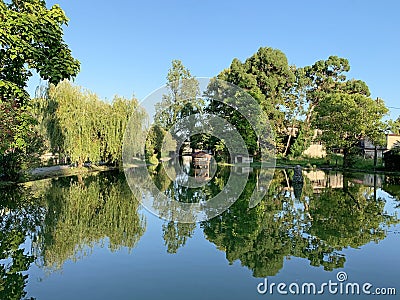 New Athos, Abkhazia. One of the many ponds in summer Editorial Stock Photo