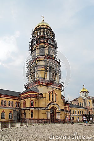 New Athos monastery, restoration of the bell tower Editorial Stock Photo