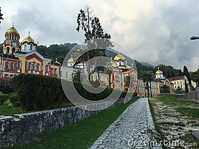 New Athos Orthodox Monastery in the mountains Editorial Stock Photo