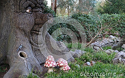 A new attraction with a talking tree that tells a fairy tale at The efteling Editorial Stock Photo