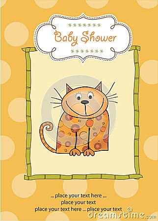 New baby announcement card with kitten Vector Illustration