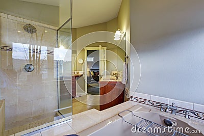 New bathroom conected to master bedroom. Stock Photo