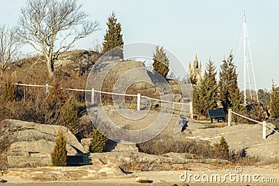 Path over rocky hillside on Palmer`s Island Editorial Stock Photo