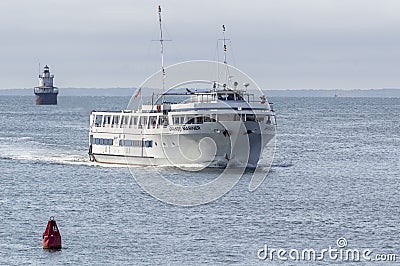 Cruise ship Grande Mariner heading into New Bedford Editorial Stock Photo