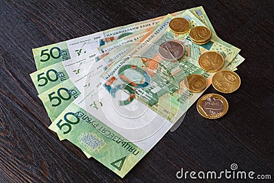 New belarusian roubles after denomination - banknotes and coins Stock Photo
