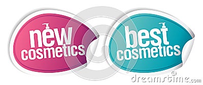 New best cosmetics stickers. Vector Illustration