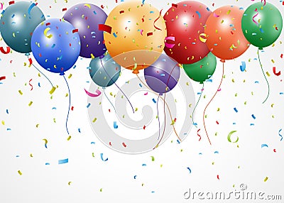 New Birthday celebration with balloon and ribbon Vector Illustration