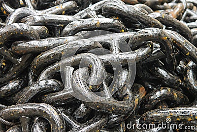 The new black anchor chain Stock Photo