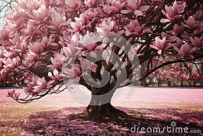 New Bloomy magnolia tree. Generate Ai Stock Photo