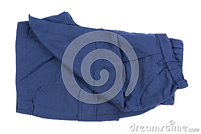 New blue short pants isolated on white background Stock Photo