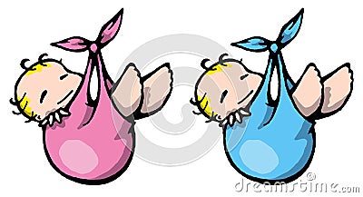 New born babies girl and boy Vector Illustration