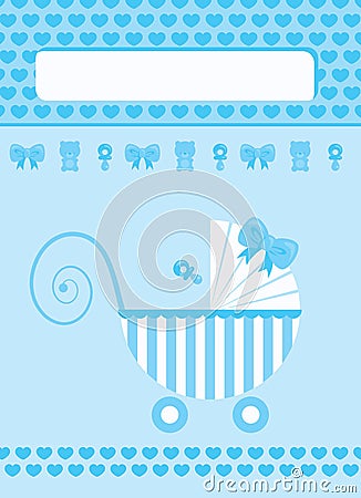 New born baby boy greeting card Vector Illustration