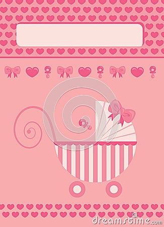 New born baby girl greeting card Vector Illustration