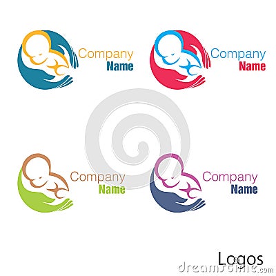 New born baby logo hand Vector Illustration