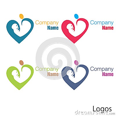 New born baby logo heart Vector Illustration