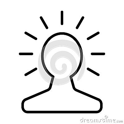 New bright idea in human head line icon. Lightbulb creativity concept. Vector. Vector Illustration