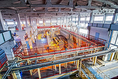 Production facilities at factory producing blocks view from above Stock Photo
