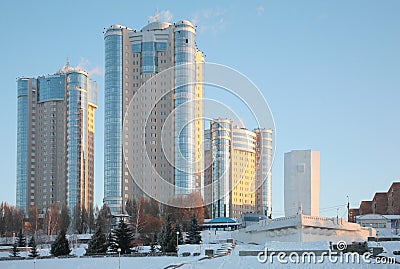 New buildings in Samara in winter 2 Stock Photo