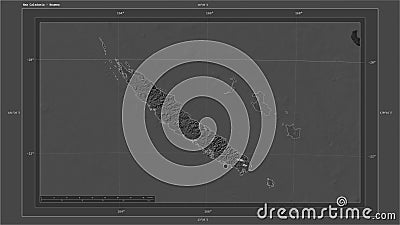 New Caledonia highlighted - composition. Bilevel Stock Photo