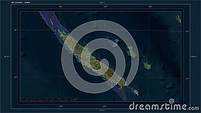 New Caledonia highlighted - composition. High-res satellite Stock Photo