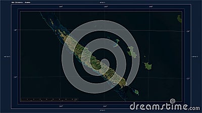 New Caledonia highlighted - composition. Low-res satellite Stock Photo