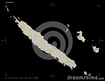 New Caledonia shape on black. Topo standard Stock Photo