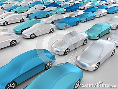 New cars in parking place Stock Photo