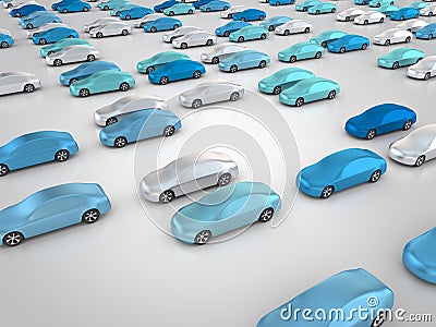 New cars in parking position Stock Photo