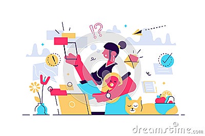 Multitasking busy mom at home concept Vector Illustration