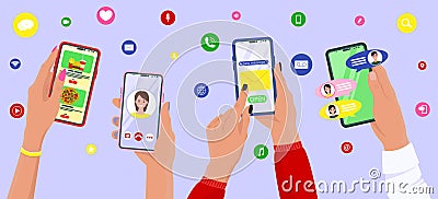 New chat messages notification on mobile phone Stock Photo