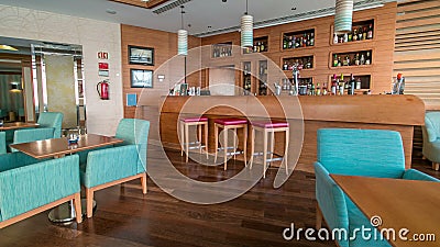 New and clean luxury restaurant in european style timelapse hyperlapse Editorial Stock Photo