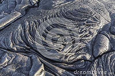 New cold lava on Kalapana, Hawaii Big island Stock Photo