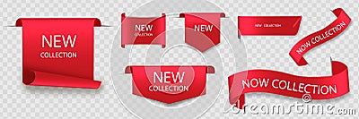 New collection tags. Vector badges and labels. Paper ribbons Vector Illustration