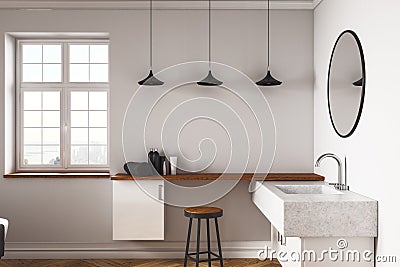 New concrete bathroom interior Stock Photo