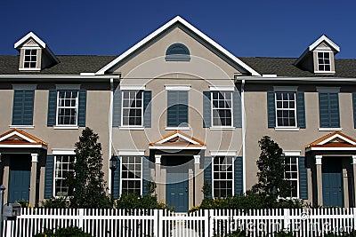 New Condos with Picket Fence Stock Photo