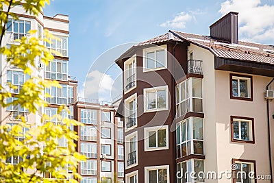 New-constructed multi-storey residential building. Stock Photo