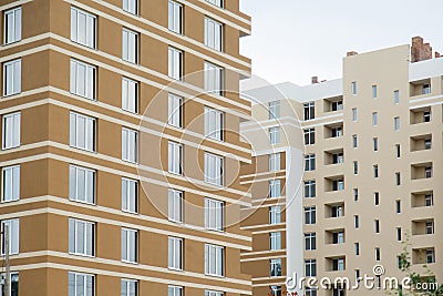 New-constructed multi-storey residential building. Stock Photo