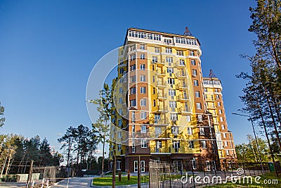 New-constructed multi-storey residential building. Stock Photo