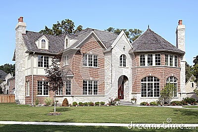 New construction brick home Stock Photo