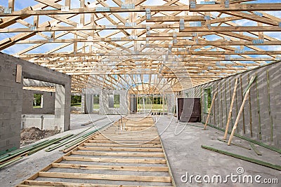 New Construction roof truss Stock Photo