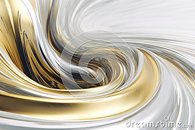 Modern Minimalist Gold and Pewter Waves in Unreal Engine 5 3D Render Stock Photo