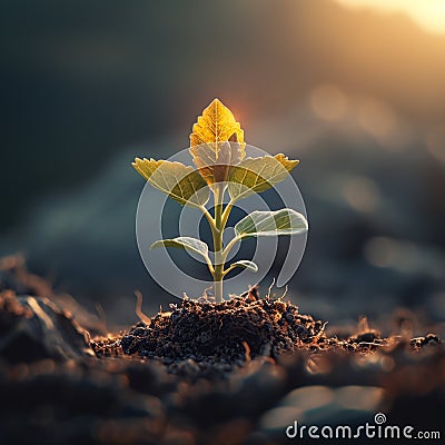 New days gift, plant emerges, sun kissed growth, mornings vitality Stock Photo