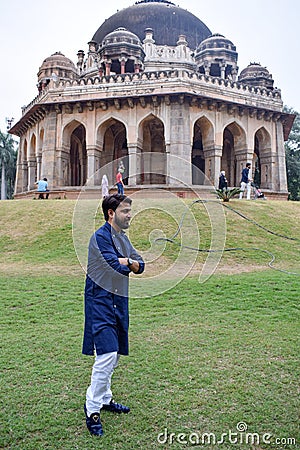 New Delhi India â€“ March 3 2020 : Man portrait, smart casual man, confident handsome man inside Hauz Khas Village Delhi India, Editorial Stock Photo