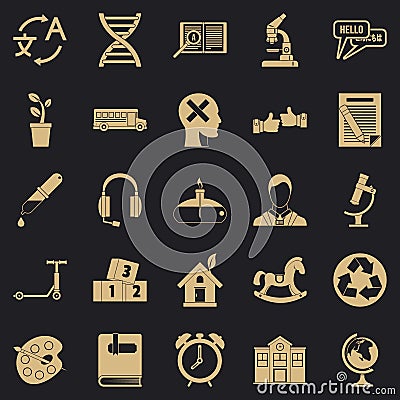 New discoveries icons set, simple style Vector Illustration