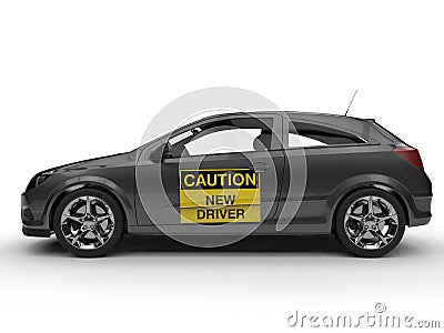 New driver sign on side view Cartoon Illustration