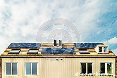 New Dutch houses with solar panels Stock Photo