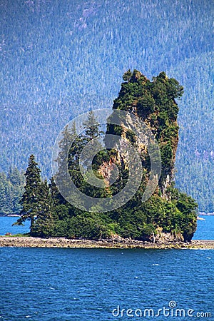 New Eddystone Rock Misty Fjords National Monument Park, Alaska Stock Photo