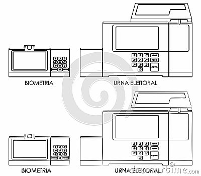 New electoral ballot box. Normal outline and brush outline. Vector Illustration