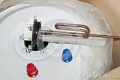 New electric water heater Stock Photo